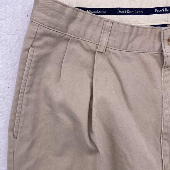 Polo Ralph Lauren Pants Men's 33x30 Khaki Tan Chino Hampton Relaxed Fit Pleated - Picture 14 of 16